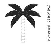 Palm tree flat monochrome isolated vector object. Tropical exotic tree for beach. Rainforest. Editable black and white line art drawing. Simple outline spot illustration for web graphic design