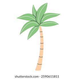 Palm tree in flat style isolated on white background. Summer vector clipart.