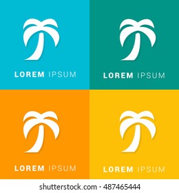 Palm Tree Four Color Material Designed Icon / Logo
