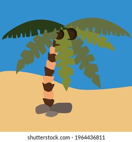 Palmera con zorros por el vector oceánico