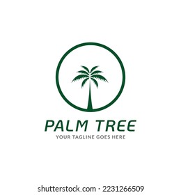 palm tree gold elegant logo vector, coconut tree tropical beach home or marijuana icon design illustration Vector
