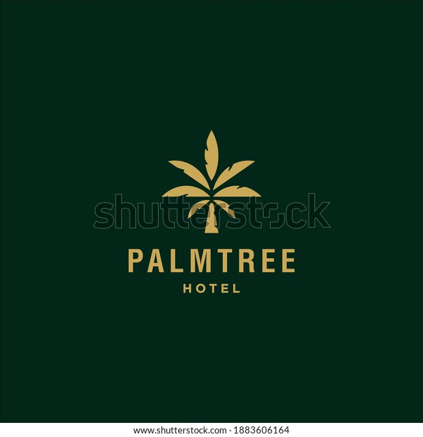 palm tree gold\
elegant logo vector, coconut tree tropical beach home or marijuana\
icon design illustration\
Vector
