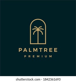 palm tree gold logo vector icon illustration