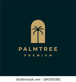 palm tree gold logo vector icon illustration