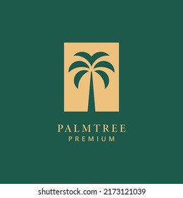 palm tree gold logo vector icon illustration