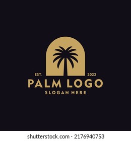 Palm Tree Gold logo vector icon ilustration abstract summer sign logo design template