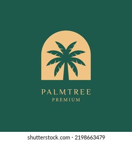 palm tree gold logo vector icon illustration