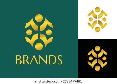 logo de la palmera dorada, logotipo de la hoja de coco ilustración del icono en estilo de línea geométrico mínimo para vacaciones de hotel su negocio
