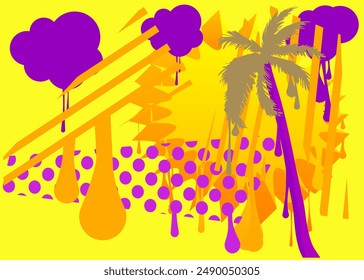 Palm Tree graffiti. Abstract modern street art decoration performed in urban painting style.