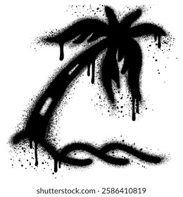 palm tree graffiti with black spray paint. vector illustration.