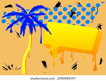 Palm Tree graffiti with speech bubble. Abstract modern Messaging sign street art decoration, performed in urban painting style.