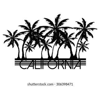 Palm tree graphic with california city slogan in vector