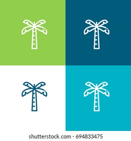 Palm tree green and blue material color minimal icon or logo design