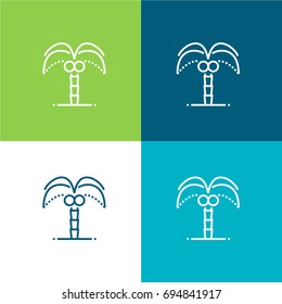 Palm tree green and blue material color minimal icon or logo design