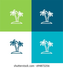 Palm tree green and blue material color minimal icon or logo design
