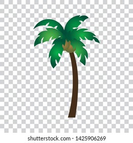 Palm tree, green coconut tree, isolated, vector illustration.
