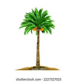 Árbol de palma con hojas y fechas verdes 
