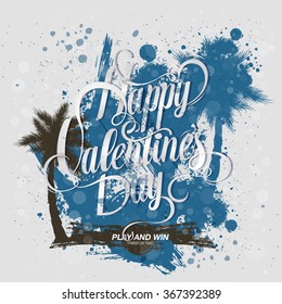 Palm tree grunge. grunge summer banner with beauty palms. poster for lovers, for Valentine's Day. valentines day vintage lettering background. Vintage lettering background.