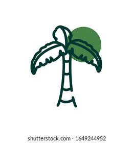 Diseño de icono de color medio línea de árbol de palma, vacaciones de verano vacaciones de playa relajación tropical naturaleza turismo relajación estilo de vida y tema del paraíso Ilustración vectorial