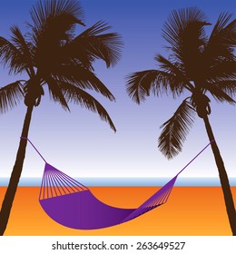 A Palm Tree and Hammock Beach Scene