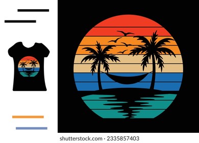Palm tree and hammock t shirt design 