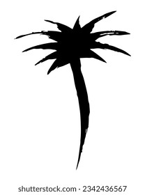 Mano de palmera pintada con pincel. Caricatura de Doodle coco icono de palmera aislado en fondo blanco