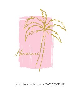 Palm tree Hawaii pink background crack abstract modern art vector design