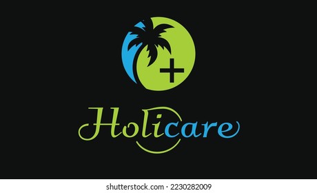 Palm Tree Health Care Modern Minimalist Monogram Logo Design