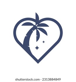 Palm tree with heart shape icon vector isolated on white background for your web and mobile app design, Palm tree logo concept