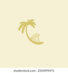 palm tree with high waves