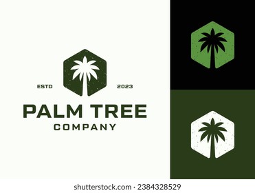 palm tree hipster rustic logo icon design template