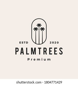 Palm Tree Hipster Vintage Logo Vector Icon Illustration