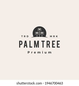 palm tree hipster vintage logo vector icon illustration