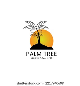 palm tree hipster vintage logo vector icon illustration