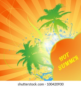 Palm tree hot summer abstract background