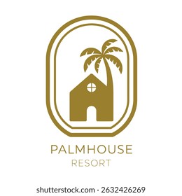 Palm Tree House Logo Design vector 