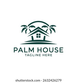 Palm Tree House Logo Design vector 