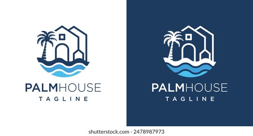 Palmenhaus-Logo-Vektorillustration	
