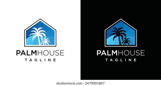 Ilustración vectorial con logo de palm tree house	
