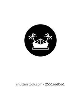 Palm tree house vector logo template design

