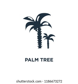 Palm tree icon. Black filled vector illustration. Palm tree symbol on white background. Can be used in web and mobile.