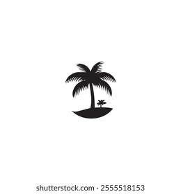 palm tree icon . Black palm tree icon on white background. vector illustration