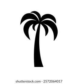 Palm tree icon. Black silhouette. Front side view. Vector simple flat graphic illustration. Isolated object on white background. Isolate.