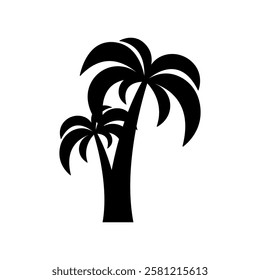 Palm tree icon. Black silhouette. Front side view. Vector simple flat graphic illustration. Isolated object on white background. Isolate.