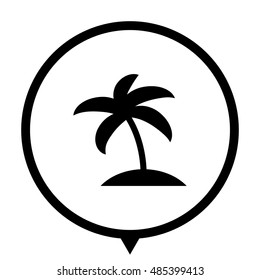 palm tree icon - black vector  icon; map pointer