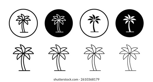 Palm tree icon Black and white outline vector