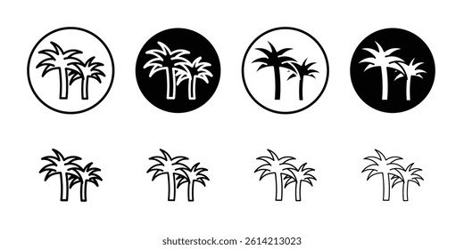 palm tree icon Black and white outline vector