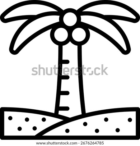 Palm Tree icon, Black And White Outline Icon Symbol