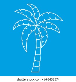 Palm tree icon blue outline style isolated vector illustration. Thin line sign