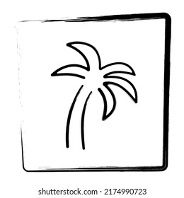 Palm tree icon. Brush frame. Vector illustration.